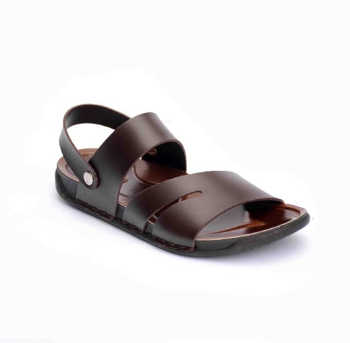 Men Brown Synthetic Leather Hoop Sandals