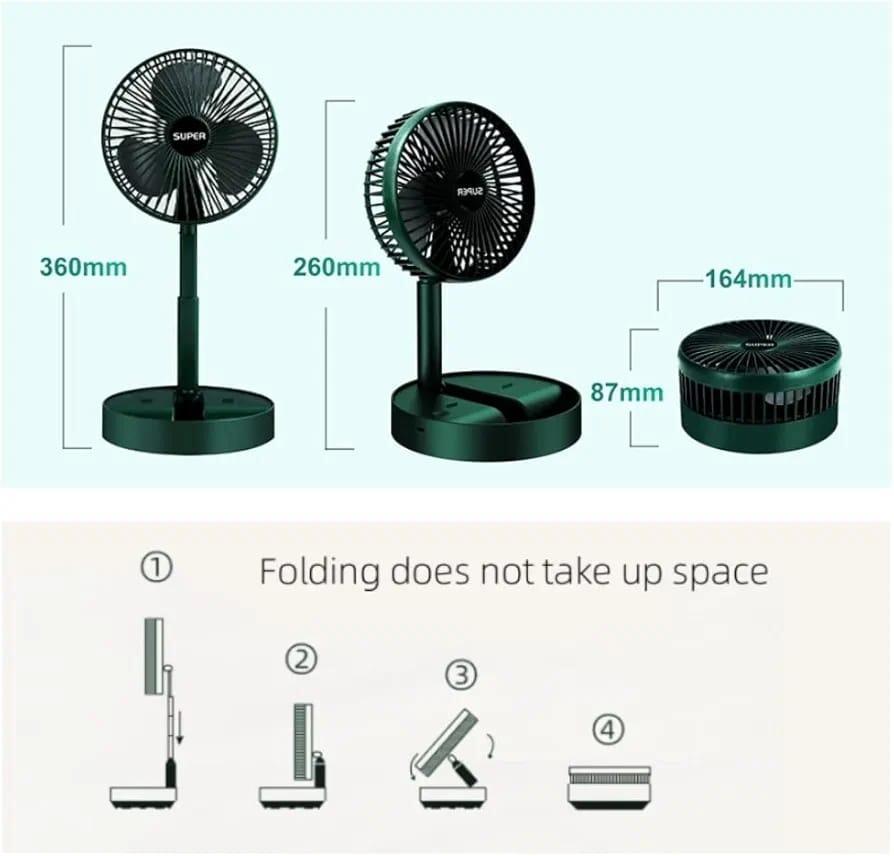 Rechargeable Green Desk Fan with USB Base