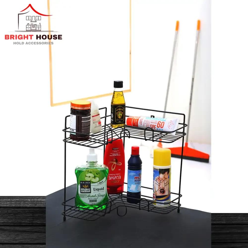 Stylish Metal Spice Rack Black Kitchen Organizer