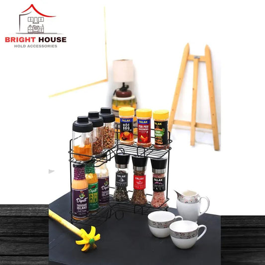Stylish Metal Spice Rack Black Kitchen Organizer