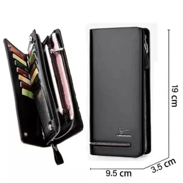 Black Slim Wallet for Men Women with Zipper Pocket