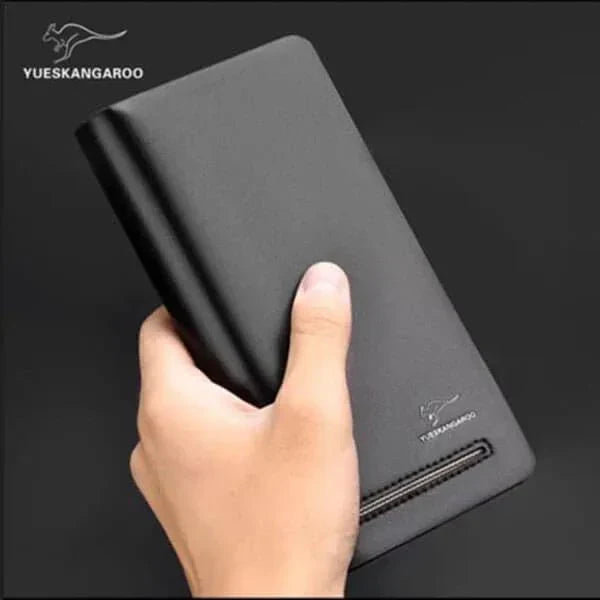 Black Slim Wallet for Men Women with Zipper Pocket