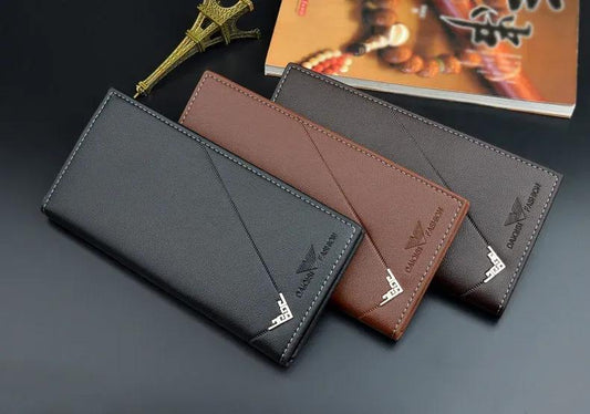 Men's Slim Wallet with 6 Card Pockets & Hidden Zipper Pocket