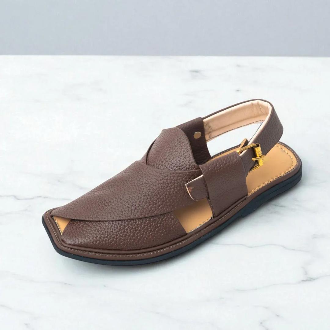 Men's PU Leather Plain Peshawari Chappal