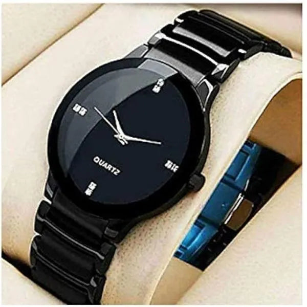 Black Stainless Steel Couple Watches 2 Pcs