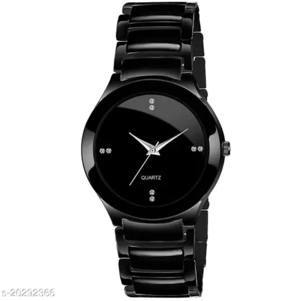 Black Stainless Steel Couple Watches 2 Pcs