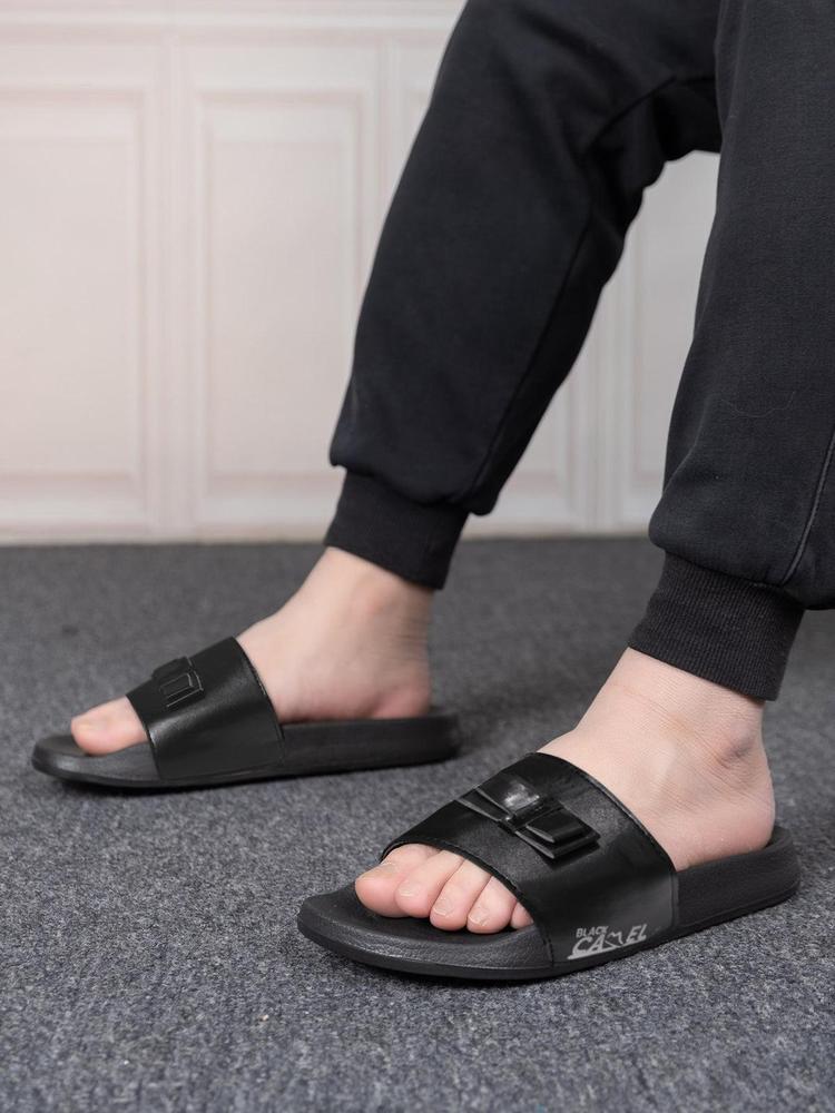 Black Camel Boo Slippers with Bow for Men Pakistan