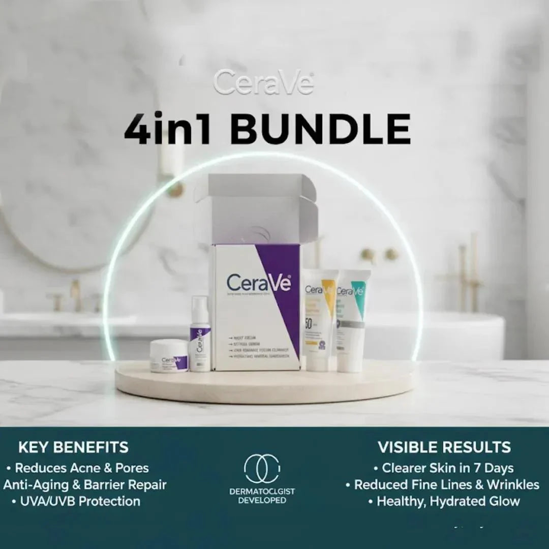 CeraVe 4-in-1 Whitening Facial Kit – Professional Hydration & Brightening System (All Skin Types)