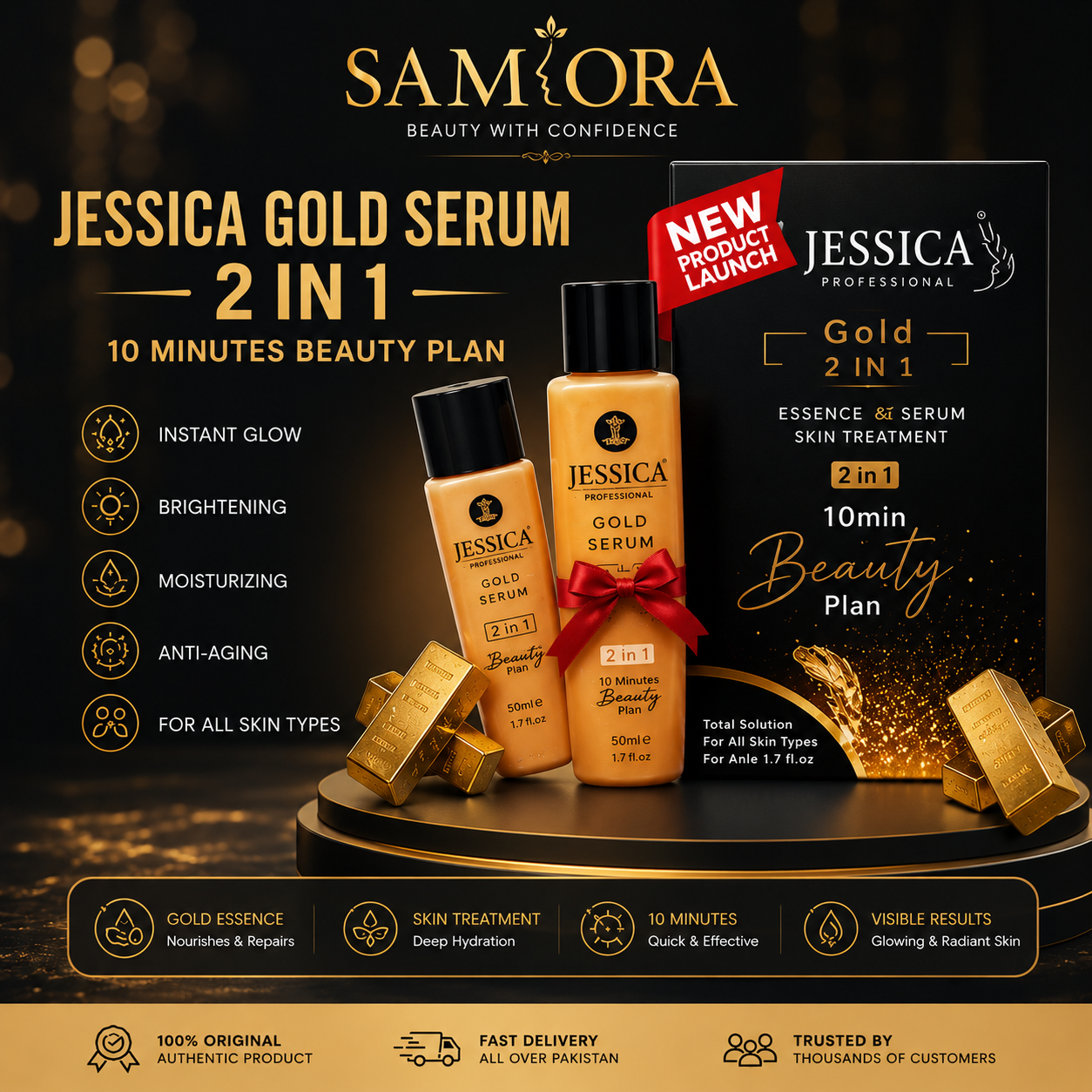 Jessica 24K Gold 2 in 1 Skin Polish & Activator – Luxury Glow Treatment (120ml)